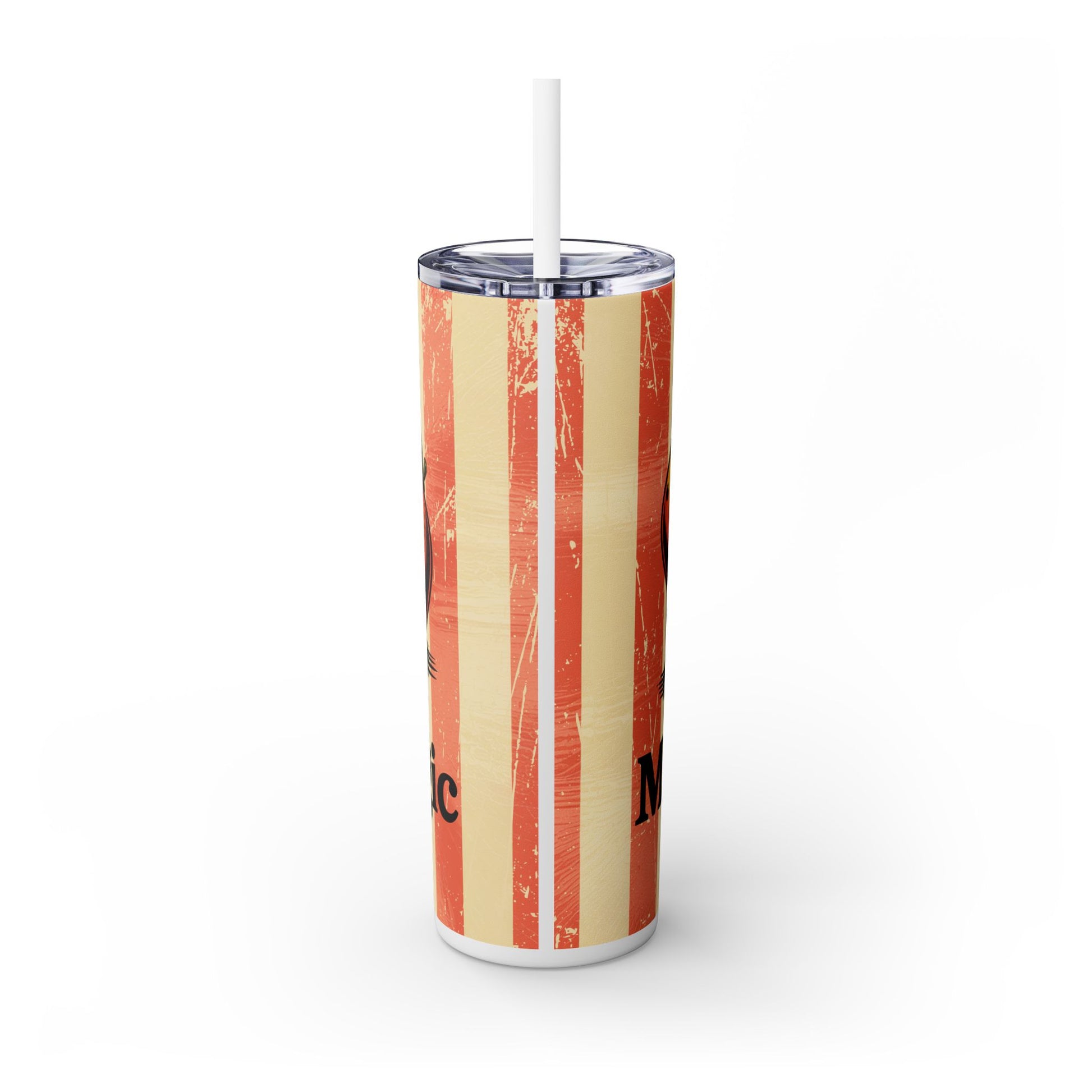 Tropical Mango Skinny Tumbler with Straw | Brightly colored tumbler featuring fruit graphics, ideal for cool drinks on the go.