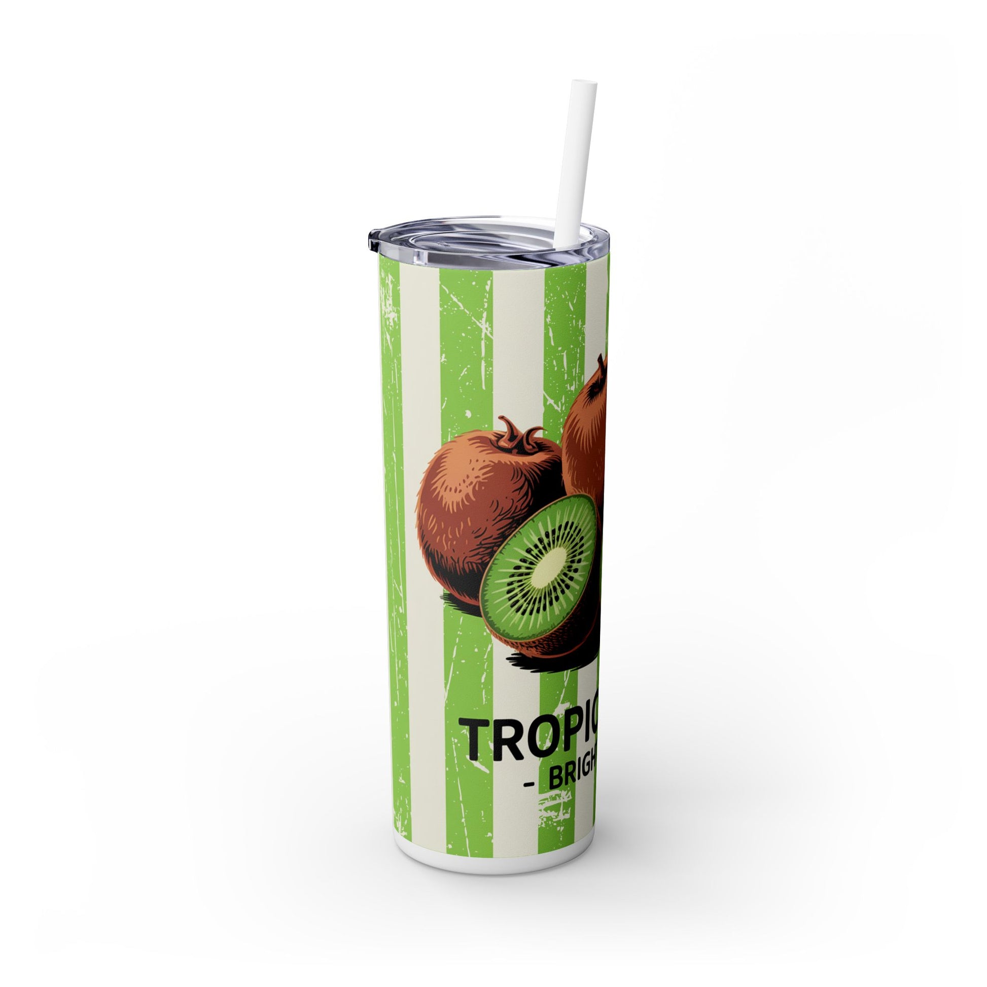 Tropical Kiwi Skinny Tumbler, 20oz - A vibrant and fun beverage container featuring a kiwi design, perfect for summer sipping.