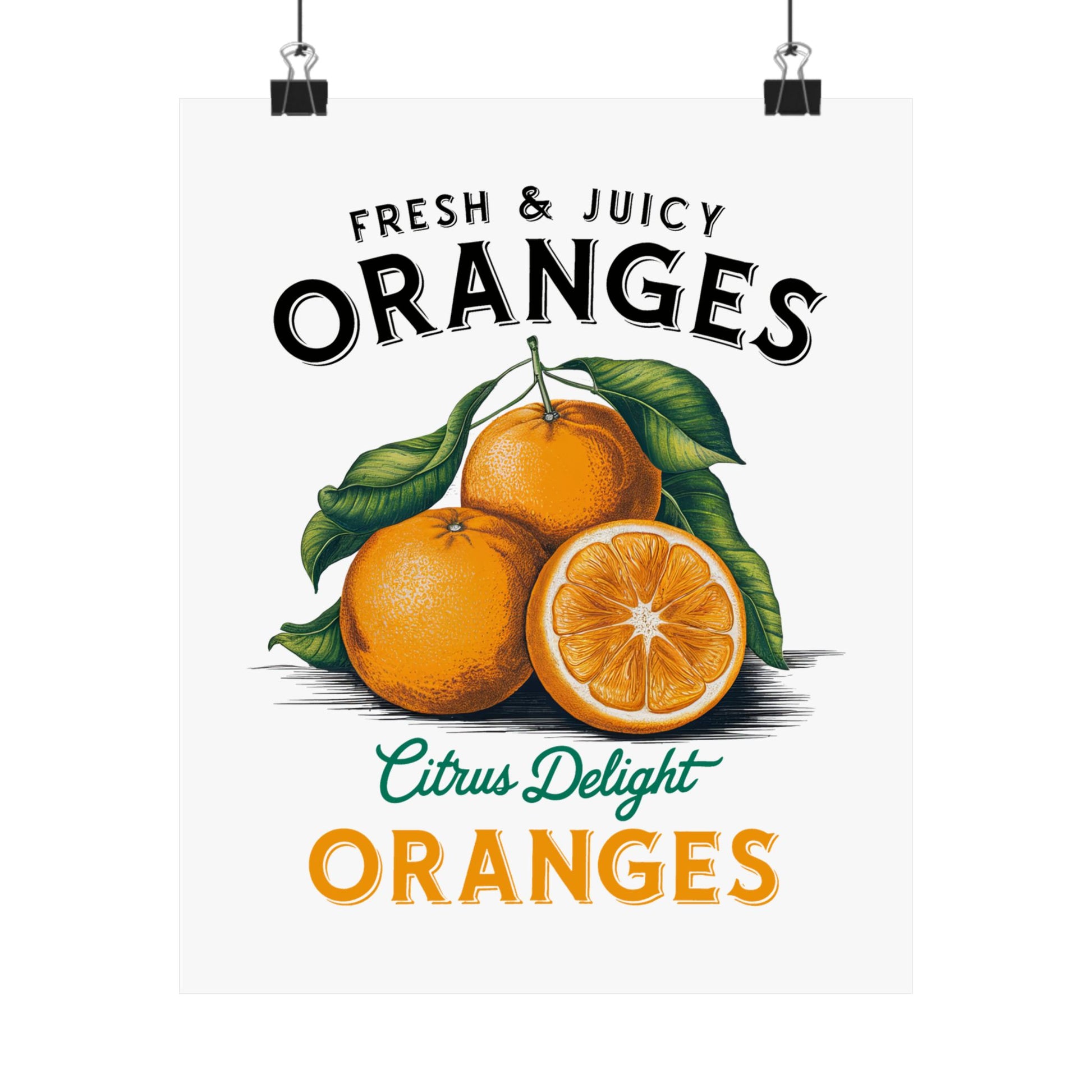 Fresh Citrus Art Print featuring juicy oranges, perfect kitchen wall decor for fruit lovers.