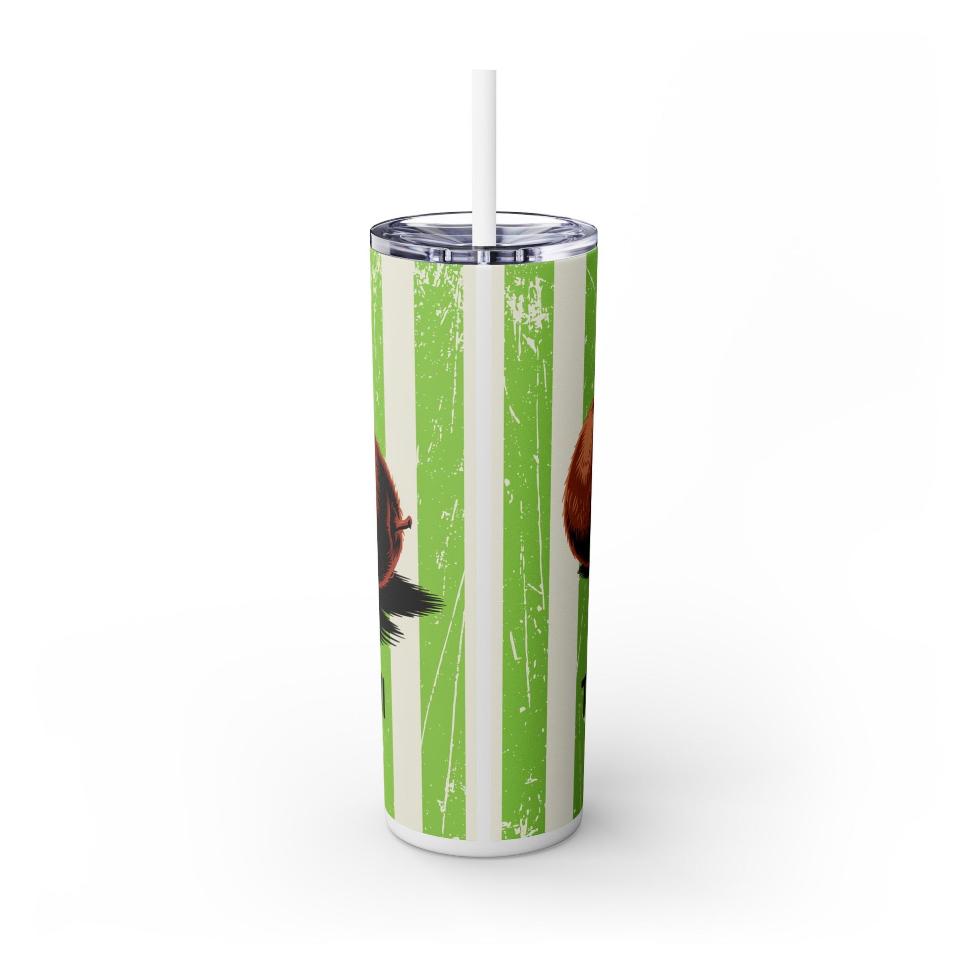 Tropical Kiwi Skinny Tumbler, 20oz - Bright and bold travel mug showcasing delicious kiwis, ideal as a fun beverage container.